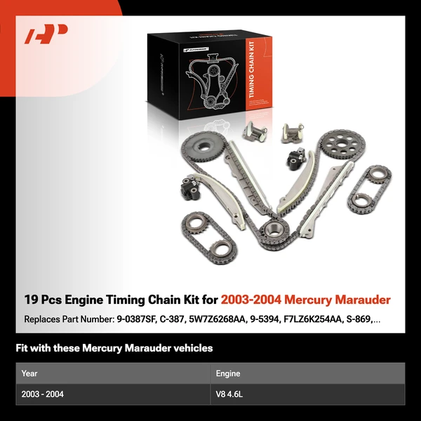 19 Pcs Engine Timing Chain Kit for 2003-2004 Mercury Marauder