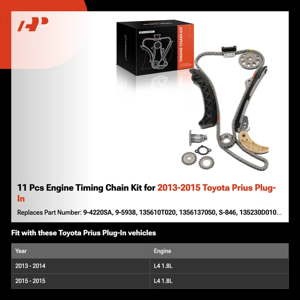 11 Pcs Engine Timing Chain Kit for 2013-2015 Toyota Prius Plug-In