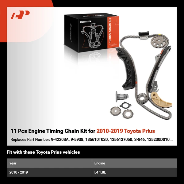 11 Pcs Engine Timing Chain Kit for 2010-2019 Toyota Prius
