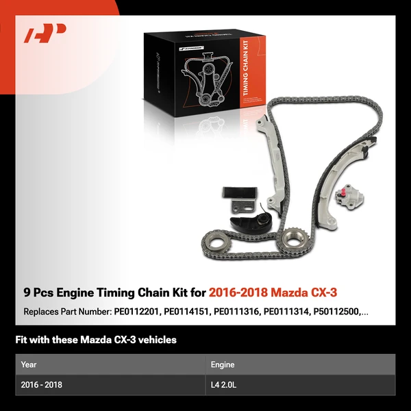 9 Pcs Engine Timing Chain Kit for 2016-2018 Mazda CX-3