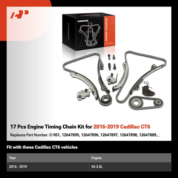 17 Pcs Engine Timing Chain Kit for 2016-2019 Cadillac CT6