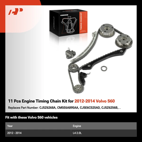 11 Pcs Engine Timing Chain Kit for 2012-2014 Volvo S60