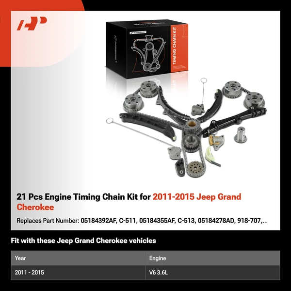 21 Pcs Engine Timing Chain Kit for 2011-2015 Jeep Grand Cherokee