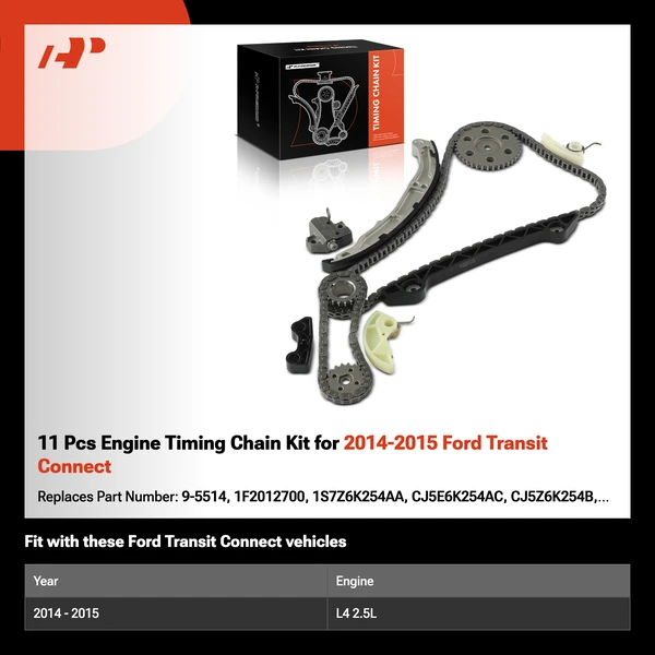 11 Pcs Engine Timing Chain Kit for 2014-2015 Ford Transit Connect