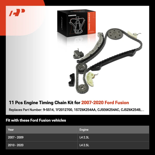 11 Pcs Engine Timing Chain Kit for 2007-2020 Ford Fusion