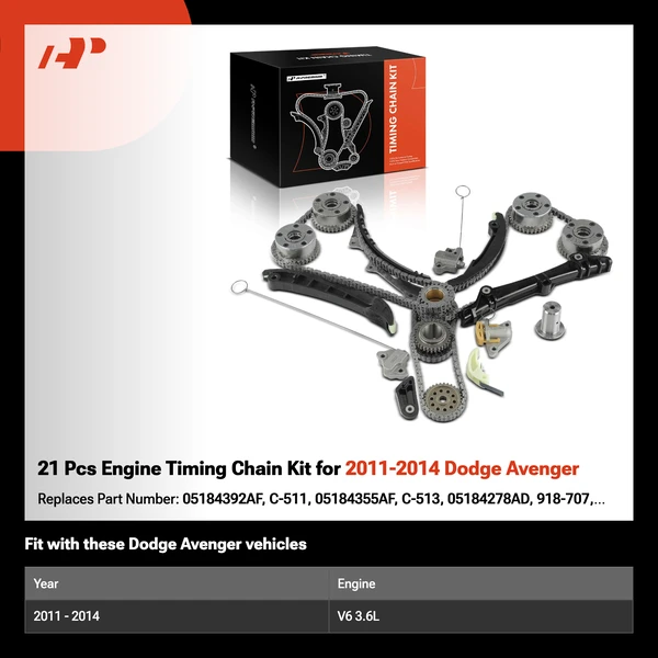 21 Pcs Engine Timing Chain Kit for 2011-2014 Dodge Avenger