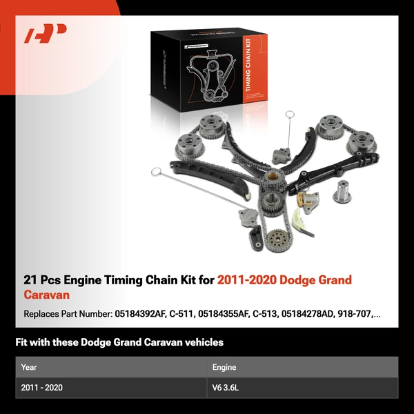 21 Pcs Engine Timing Chain Kit for 2011-2020 Dodge Grand Caravan