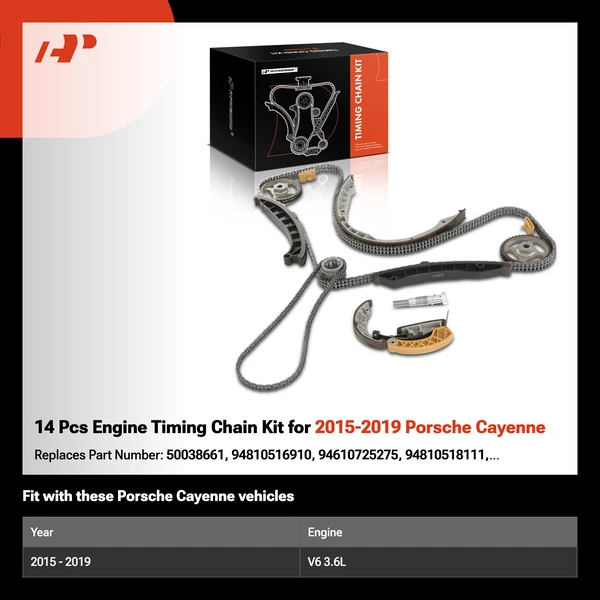 14 Pcs Engine Timing Chain Kit for 2015-2019 Porsche Cayenne