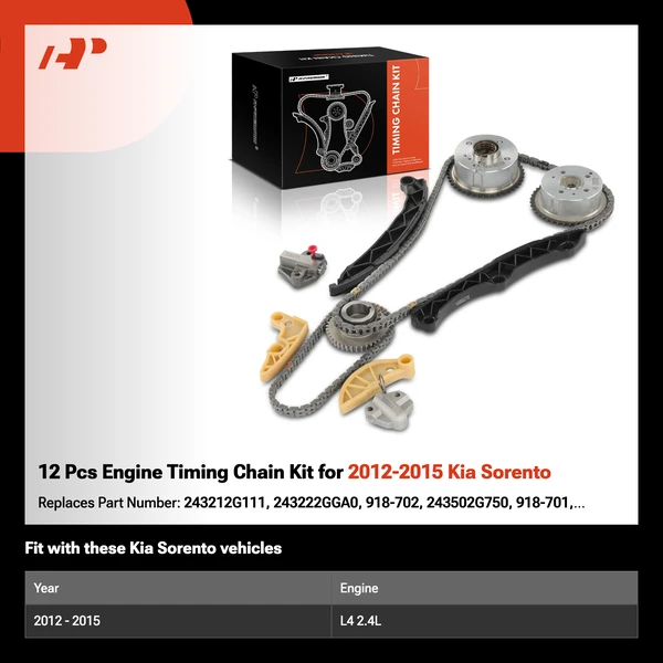 12 Pcs Engine Timing Chain Kit for 2012-2015 Kia Sorento