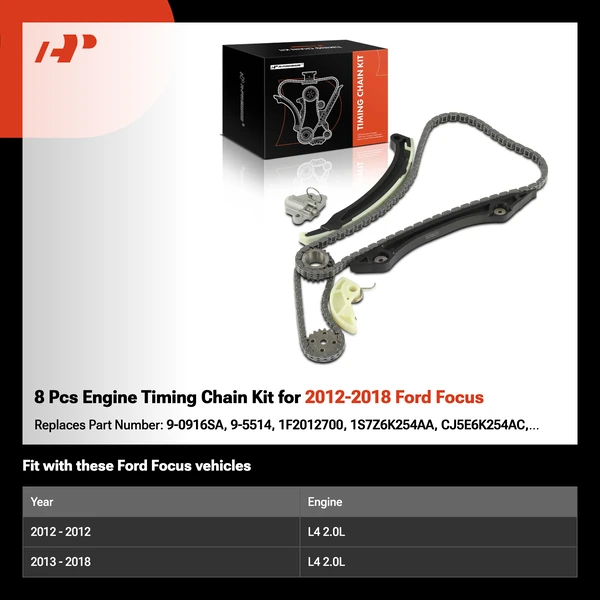 8 Pcs Engine Timing Chain Kit for 2012-2018 Ford Focus
