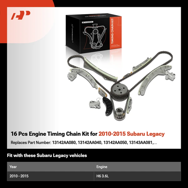 16 Pcs Engine Timing Chain Kit for 2010-2015 Subaru Legacy