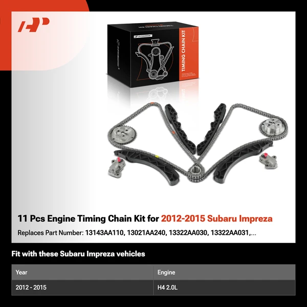 11 Pcs Engine Timing Chain Kit for 2012-2015 Subaru Impreza