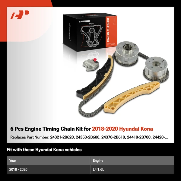 6 Pcs Engine Timing Chain Kit for 2018-2020 Hyundai Kona