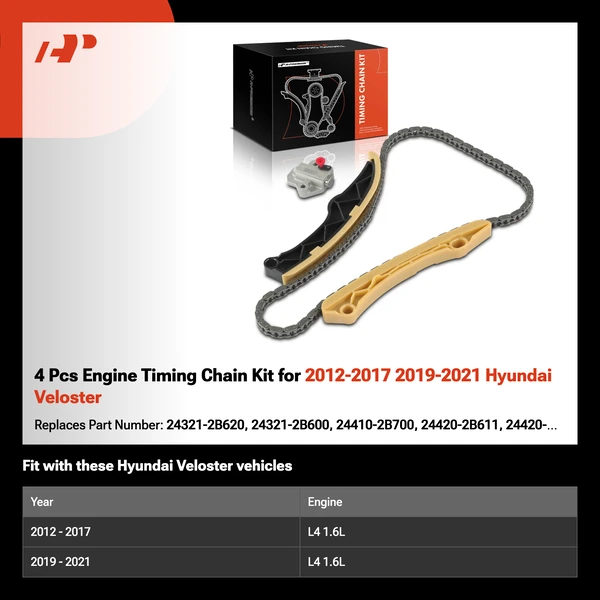 4 Pcs Engine Timing Chain Kit for 2012-2017 2019-2021 Hyundai Veloster