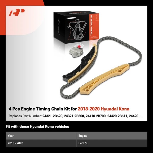 4 Pcs Engine Timing Chain Kit for 2018-2020 Hyundai Kona
