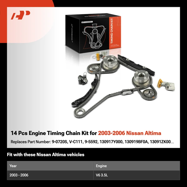 14 Pcs Engine Timing Chain Kit for 2003-2006 Nissan Altima