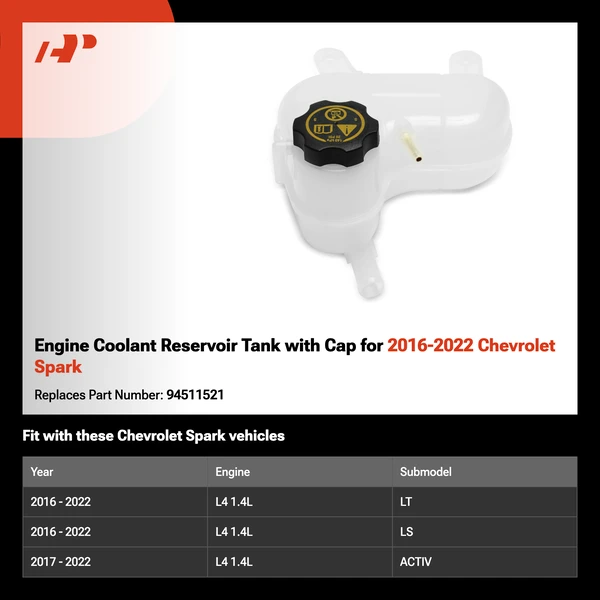 Engine Coolant Reservoir Tank with Cap for 2016-2022 Chevrolet Spark