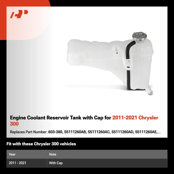 Engine Coolant Reservoir Tank with Cap for 2011-2021 Chrysler 300