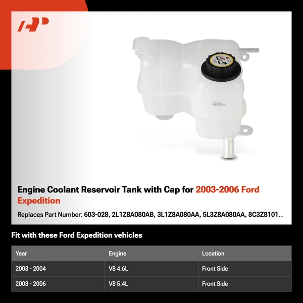 Engine Coolant Reservoir Tank with Cap for 2003-2006 Ford Expedition