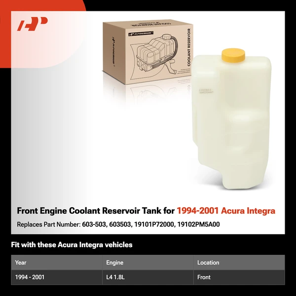 Front Engine Coolant Reservoir Tank for 1994-2001 Acura Integra