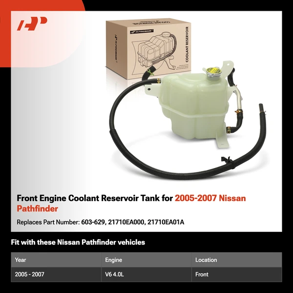 Front Engine Coolant Reservoir Tank for 2005-2007 Nissan Pathfinder
