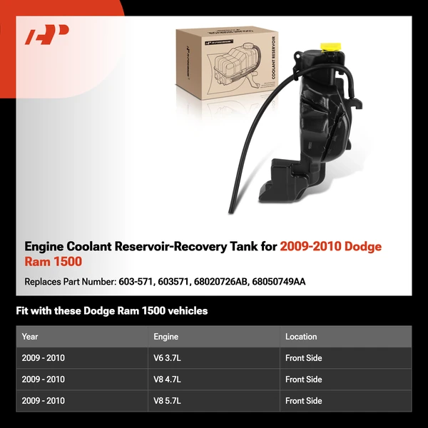 Engine Coolant Reservoir-Recovery Tank for 2009-2010 Dodge Ram 1500