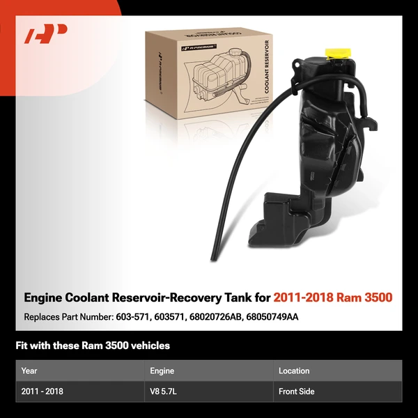 Engine Coolant Reservoir-Recovery Tank for 2011-2018 Ram 3500