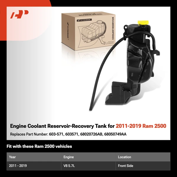 Engine Coolant Reservoir-Recovery Tank for 2011-2019 Ram 2500
