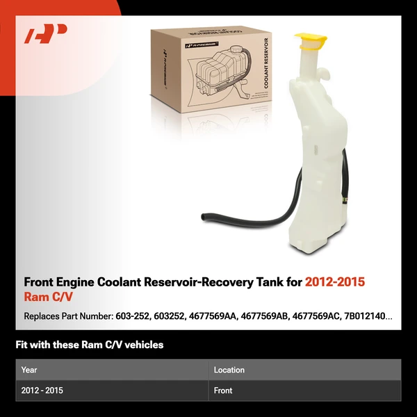 Front Engine Coolant Reservoir-Recovery Tank for 2012-2015 Ram C/V