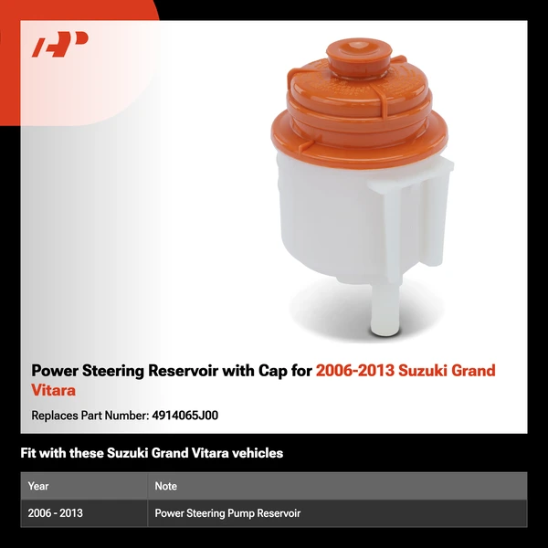 Power Steering Reservoir with Cap for 2006-2013 Suzuki Grand Vitara