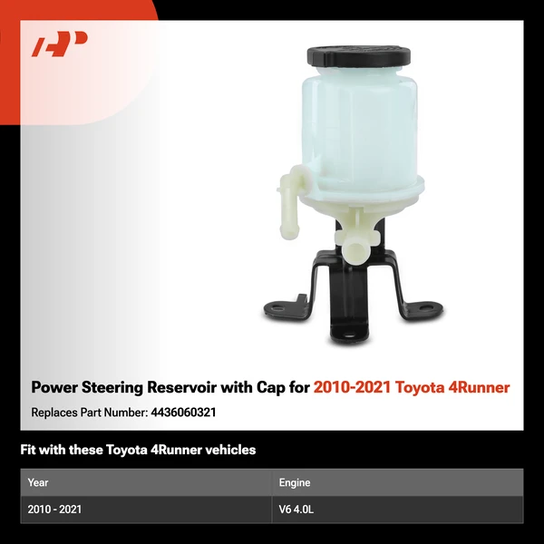 Power Steering Reservoir with Cap for 2010-2021 Toyota 4Runner