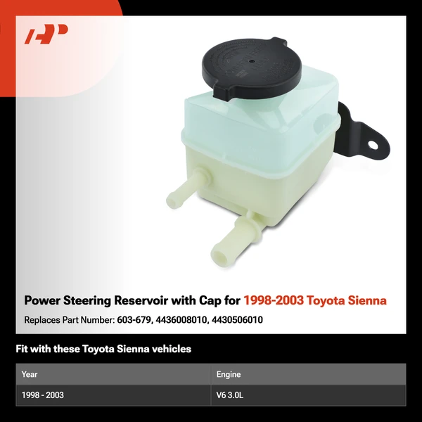 Power Steering Reservoir with Cap for 1998-2003 Toyota Sienna