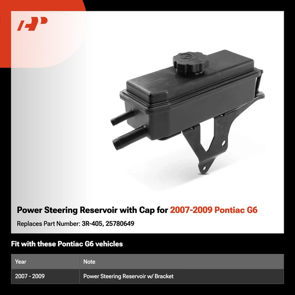 Power Steering Reservoir with Cap for 2007-2009 Pontiac G6