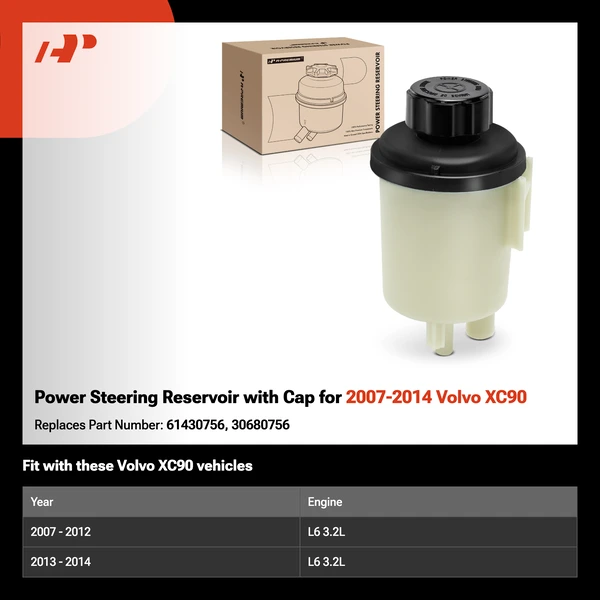 Power Steering Reservoir with Cap for 2007-2014 Volvo XC90