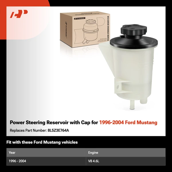 Power Steering Reservoir with Cap for 1996-2004 Ford Mustang