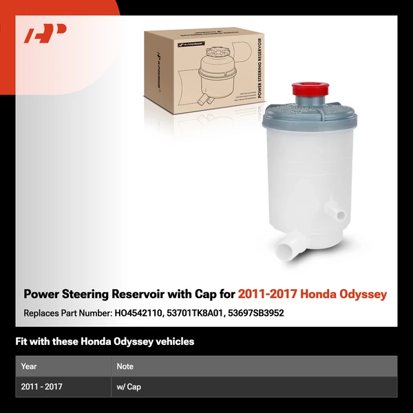 Power Steering Reservoir with Cap for 2011-2017 Honda Odyssey