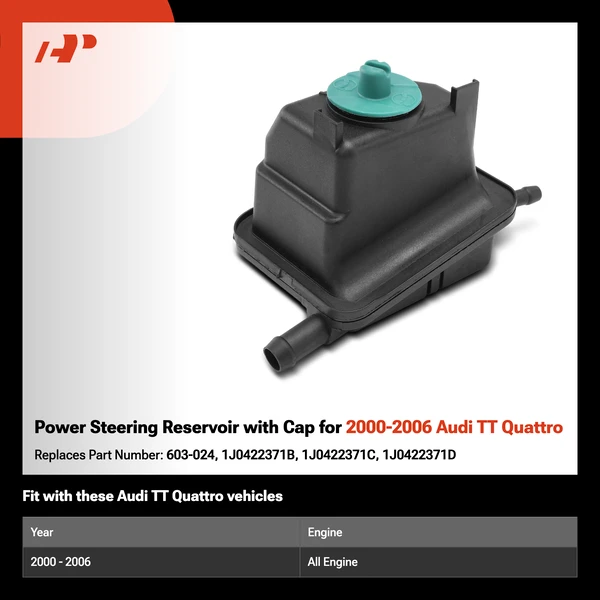 Power Steering Reservoir with Cap for 2000-2006 Audi TT Quattro