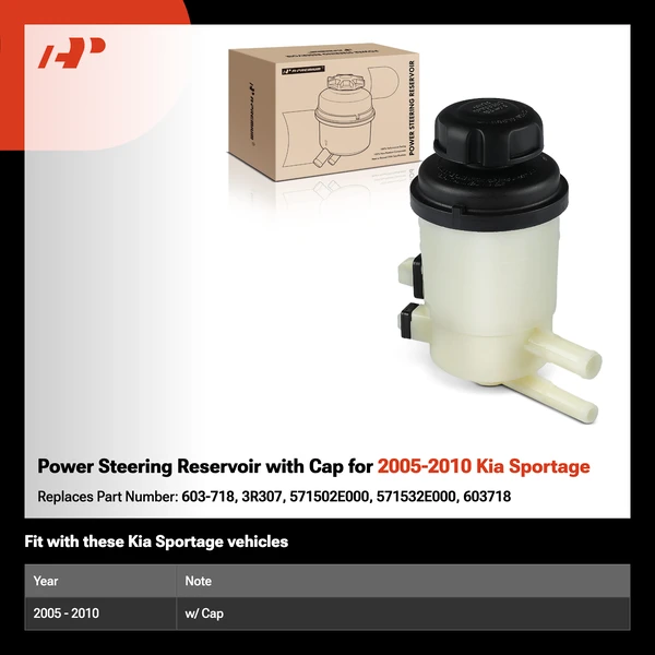 Power Steering Reservoir with Cap for 2005-2010 Kia Sportage
