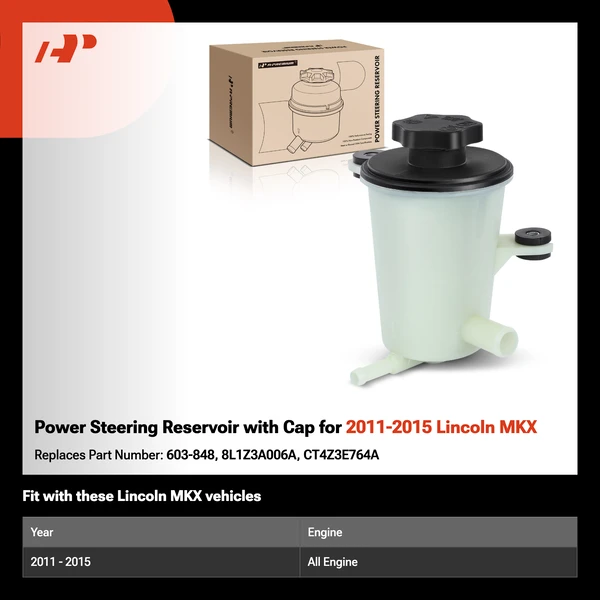 Power Steering Reservoir with Cap for 2011-2015 Lincoln MKX
