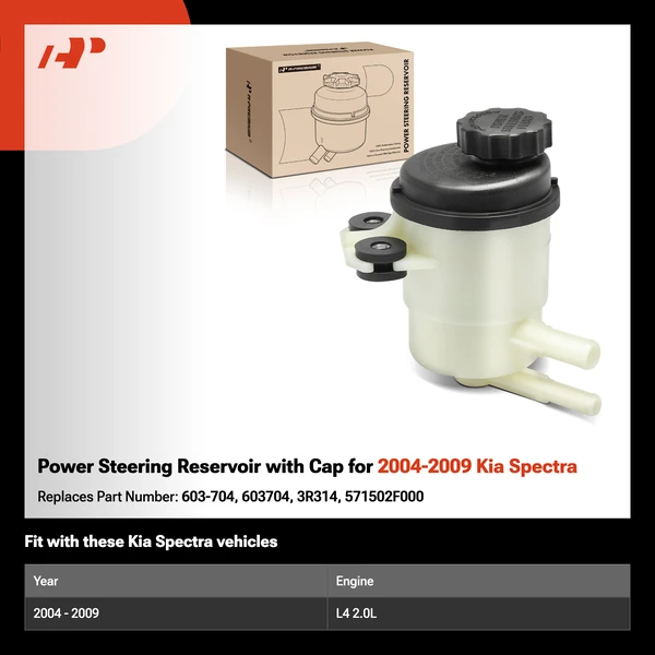 Power Steering Reservoir with Cap for 2004-2009 Kia Spectra