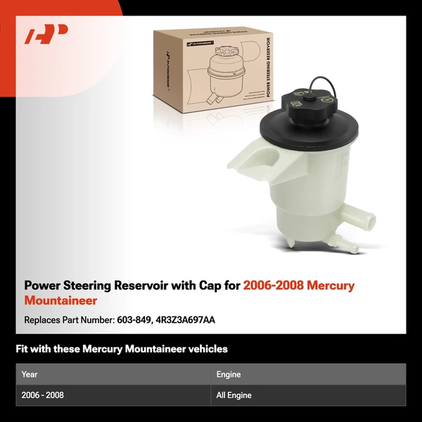 Power Steering Reservoir with Cap for 2006-2008 Mercury Mountaineer