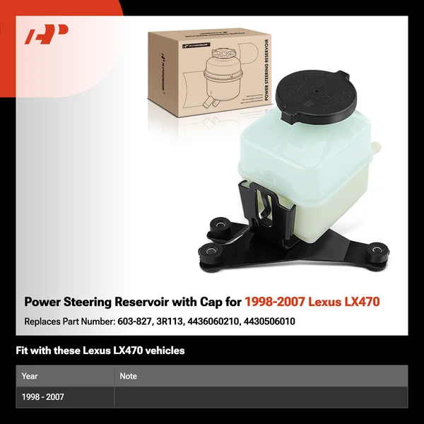 Power Steering Reservoir with Cap for 1998-2007 Lexus LX470