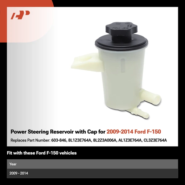 Power Steering Reservoir with Cap for 2009-2014 Ford F-150