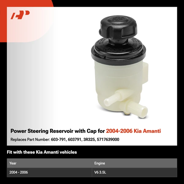 Power Steering Reservoir with Cap for 2004-2006 Kia Amanti