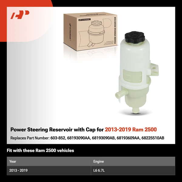 Power Steering Reservoir with Cap for 2013-2019 Ram 2500