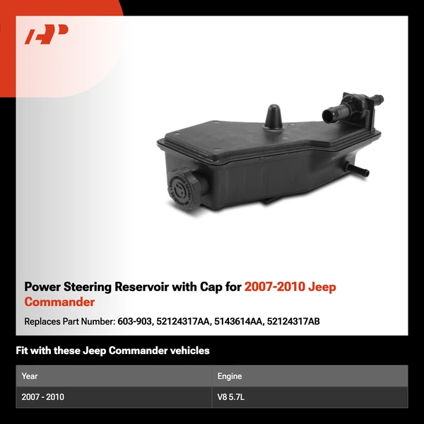 Power Steering Reservoir with Cap for 2007-2010 Jeep Commander