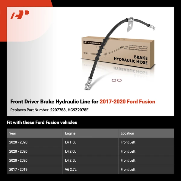 Front Driver Brake Hydraulic Line for 2017-2020 Ford Fusion