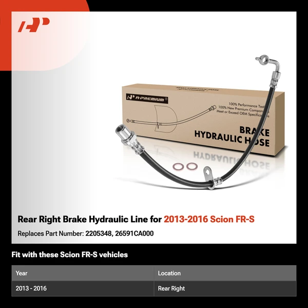 Rear Right Brake Hydraulic Line for 2013-2016 Scion FR-S