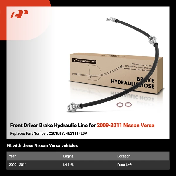 Front Driver Brake Hydraulic Line for 2009-2011 Nissan Versa