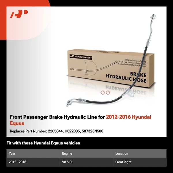Front Passenger Brake Hydraulic Line for 2012-2016 Hyundai Equus